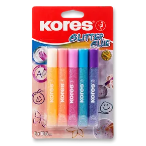 Dekoratív ragasztó Kores Glitter Glue 5 x 10,5 ml, pasztell színek
